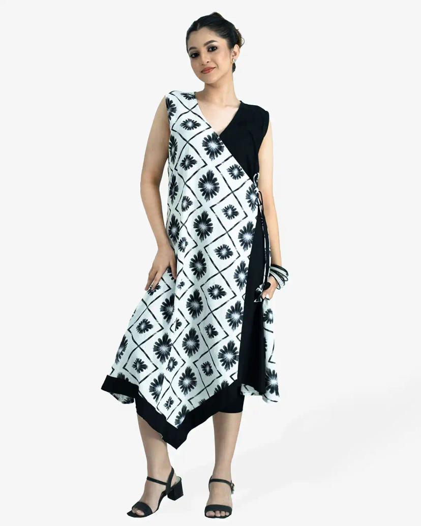 VANESSA Beautiful Black & White Wrap Dress