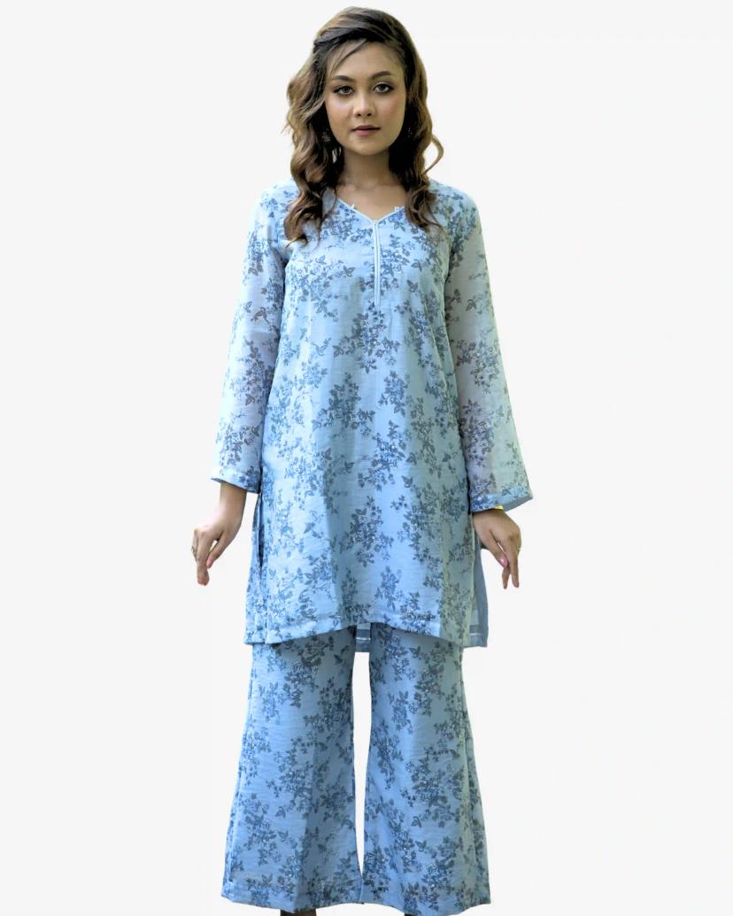 NEELA Co-ords Set – Soft Sky Blue Cotton Two Piece for Daily Comfort