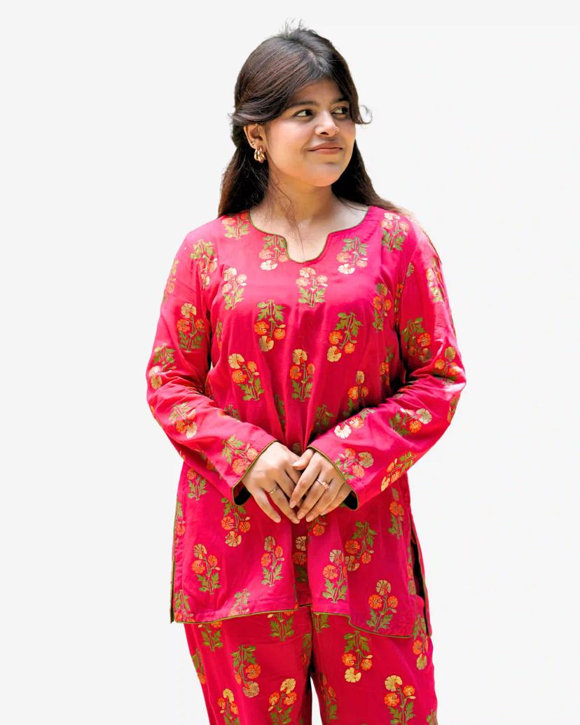 SHALUK Magenta Cotton Two Piece – Stylish Women Co-ords & Salwar Kameez