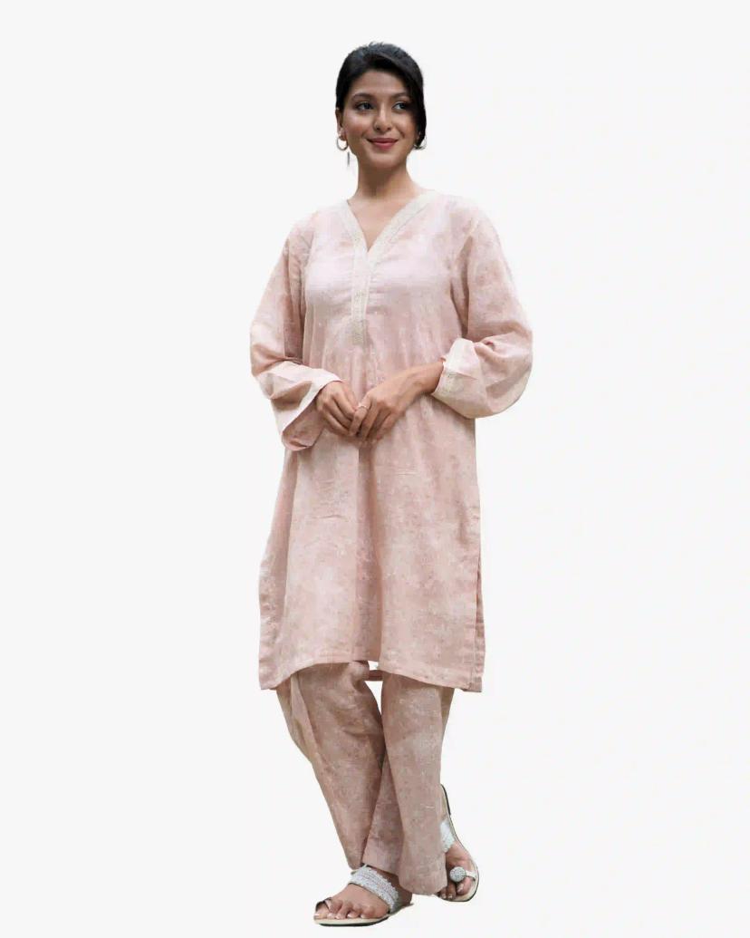 Nude Pink Cotton 2 Piece Comfy Everyday Wear