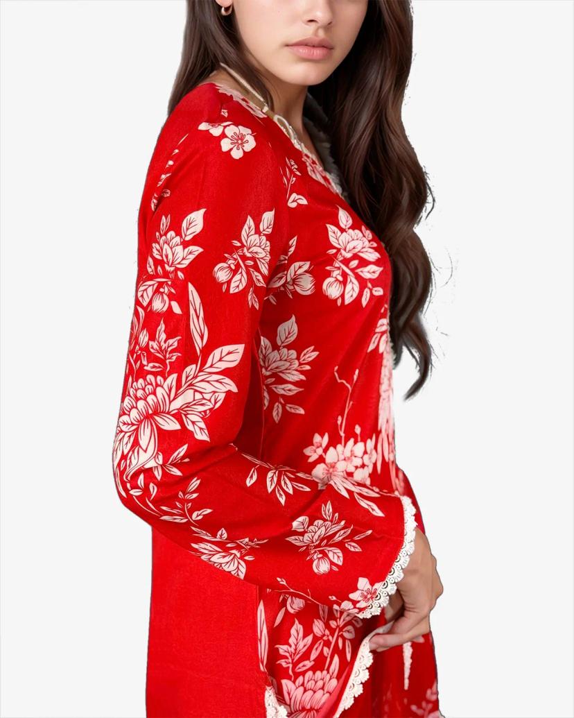 Behula Red and White Shalwar Kameez